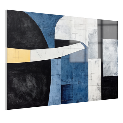 Abstracte Harmonie in Blauw en Goud acrylglas