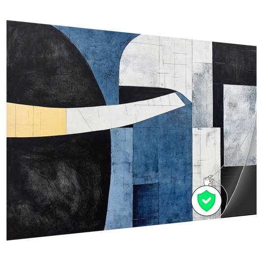 Abstracte Harmonie in Blauw en Goud poster
