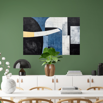 Abstracte Harmonie in Blauw en Goud poster