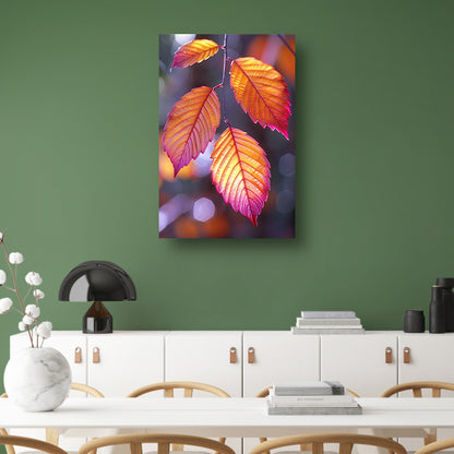 Close-up van herfstbladeren aan tak canvas