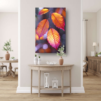 Close-up van herfstbladeren aan tak canvas