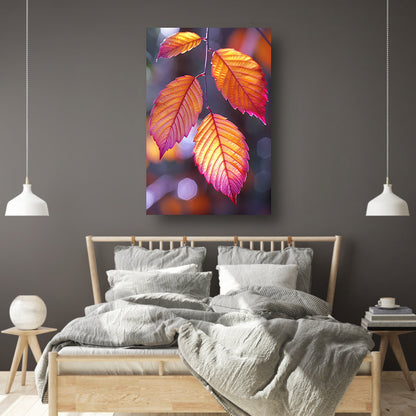 Close-up van herfstbladeren aan tak canvas