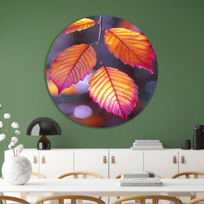 Close-up van herfstbladeren aan tak forex muurcirkel