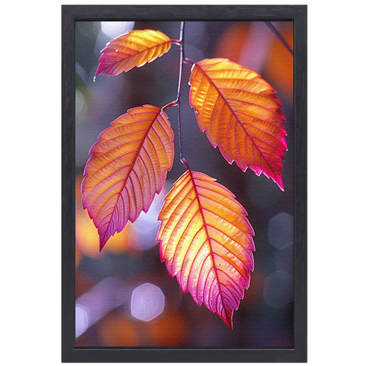 Close-up van herfstbladeren aan tak canvas met baklijst