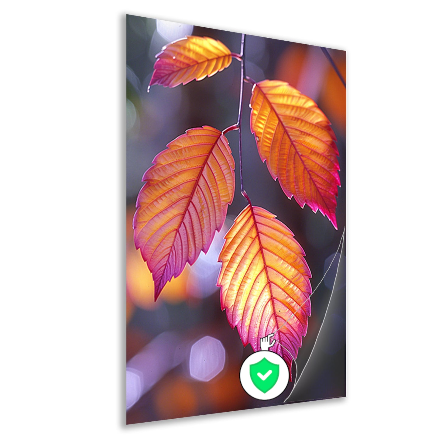 Close-up van herfstbladeren aan tak poster