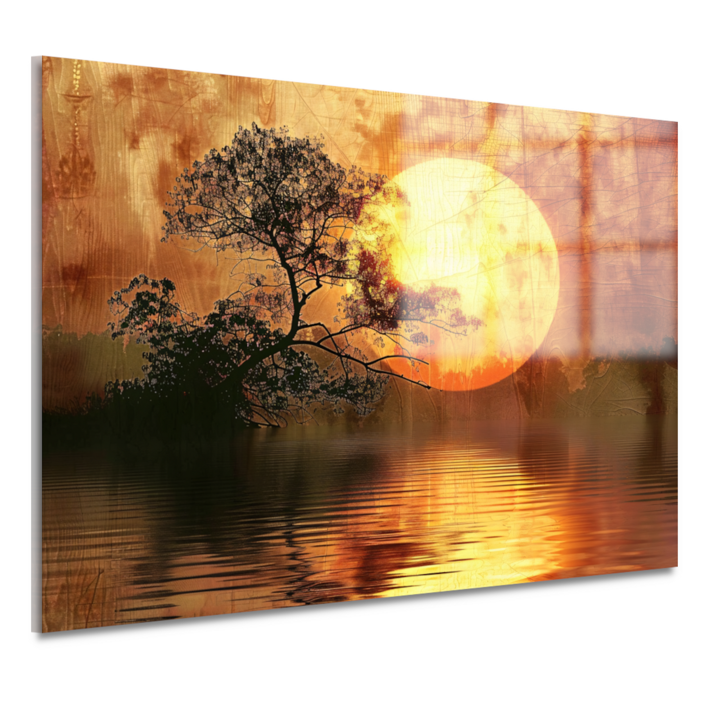 Zonsondergang met Wilgenboom acrylglas