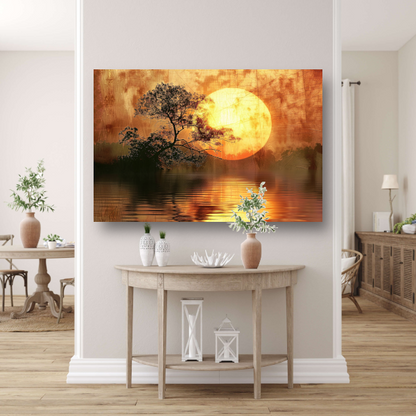 Zonsondergang met Wilgenboom acrylglas