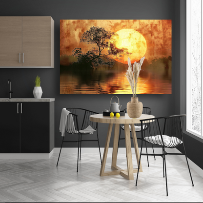 Zonsondergang met Wilgenboom acrylglas