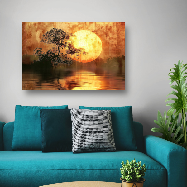 Zonsondergang met Wilgenboom acrylglas