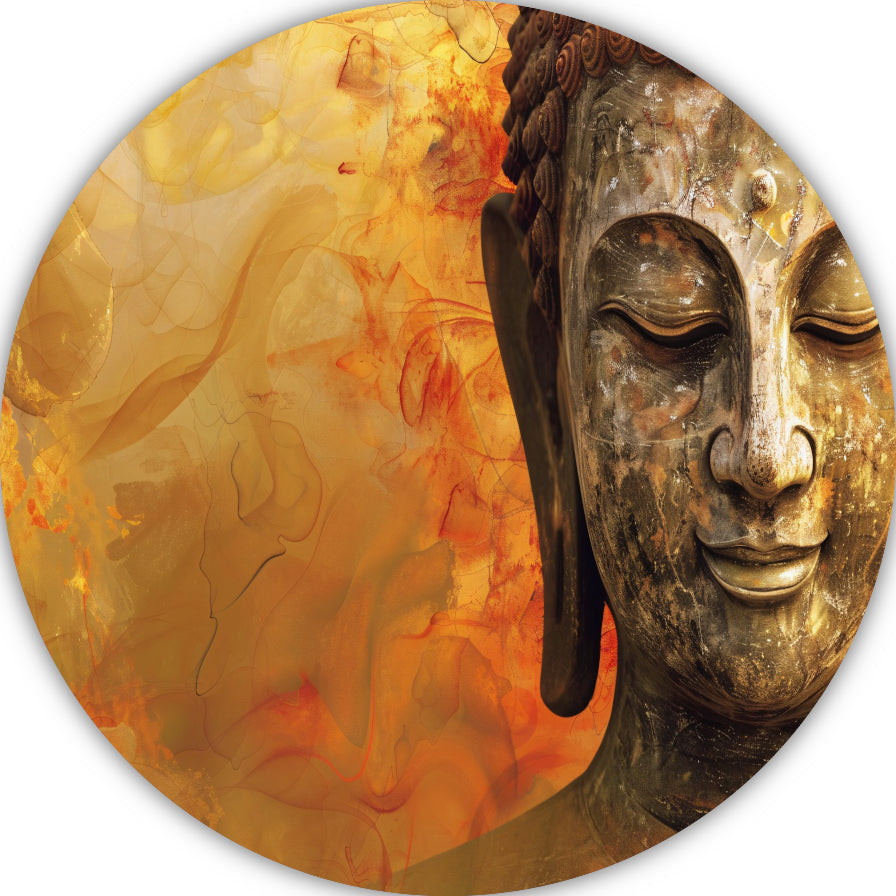 Gouden Boeddha met Harmonische Herfsttinten forex muurcirkel