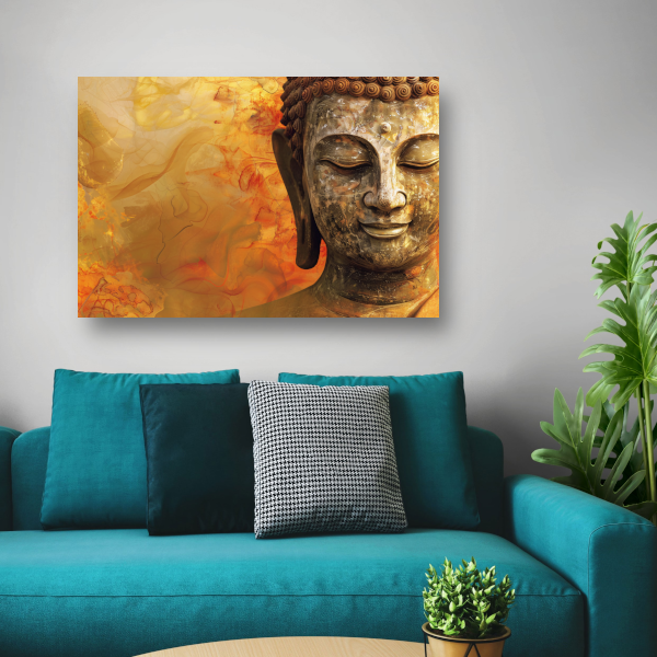 Gouden Boeddha met Harmonische Herfsttinten canvas