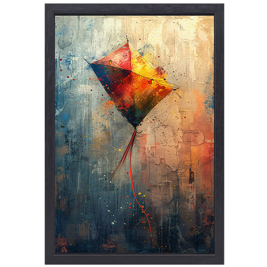 Abstract  van een Vlieger in de Wind canvas met baklijst