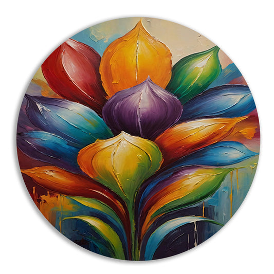 Vibrant Rainbow Flower in Abstract Expression forex muurcirkel