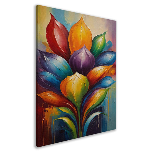 Vibrant Rainbow Flower in Abstract Expression canvas