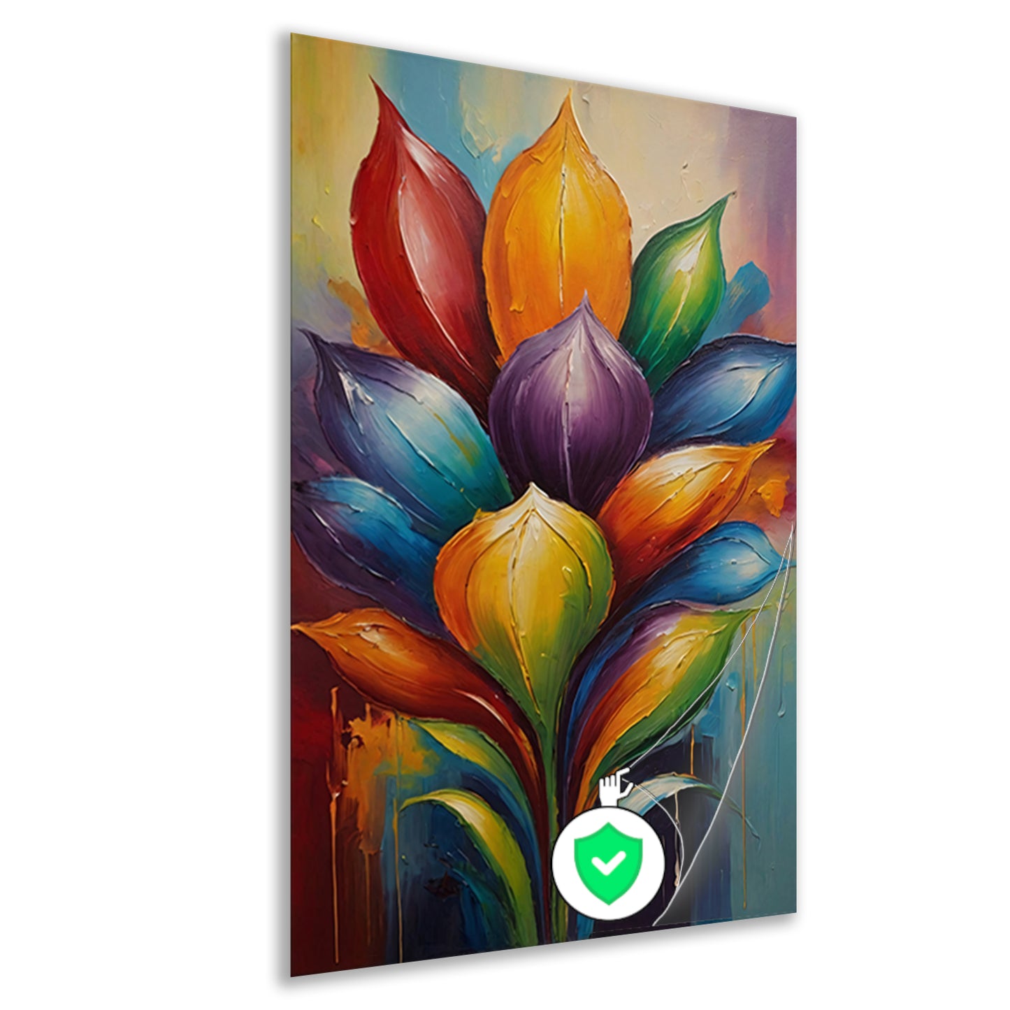 Vibrant Rainbow Flower in Abstract Expression poster