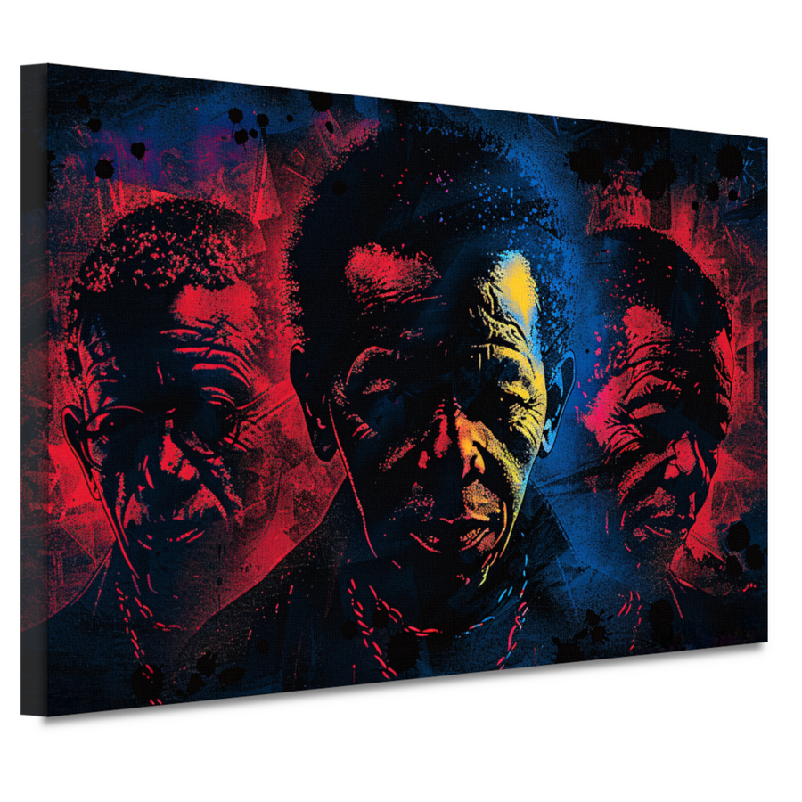 Dynamische gezichten in abstracte splatters canvas