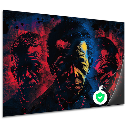 Dynamische gezichten in abstracte splatters poster