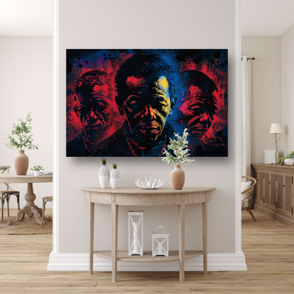 Dynamische gezichten in abstracte splatters canvas