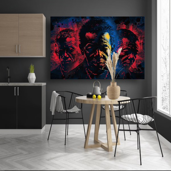 Dynamische gezichten in abstracte splatters canvas