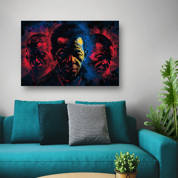 Dynamische gezichten in abstracte splatters canvas