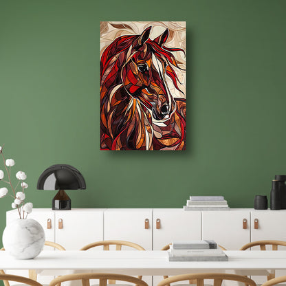 Kleurrijk schilderij van een paard in moderne stijl poster