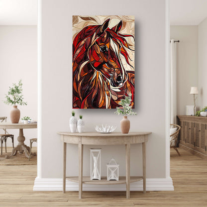 Kleurrijk schilderij van een paard in moderne stijl poster