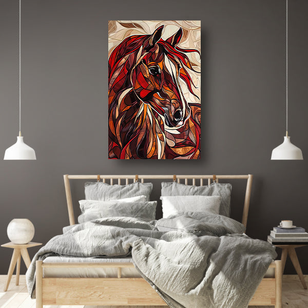 Kleurrijk schilderij van een paard in moderne stijl poster