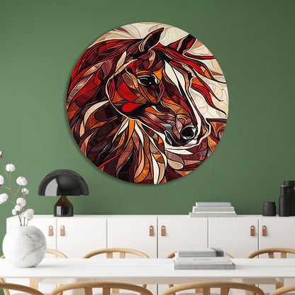 Kleurrijk schilderij van een paard in moderne stijl aluminium muurcirkel