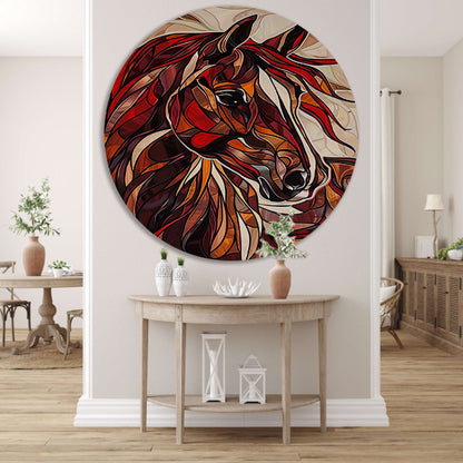 Kleurrijk schilderij van een paard in moderne stijl aluminium muurcirkel