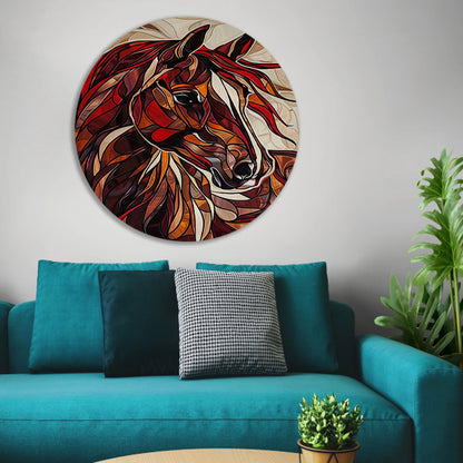 Kleurrijk schilderij van een paard in moderne stijl aluminium muurcirkel