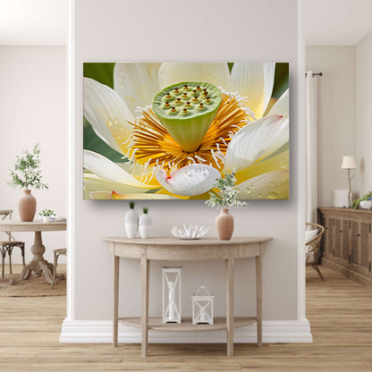 Gedetailleerde close-up van een bloeiende lotus poster