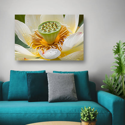 Gedetailleerde close-up van een bloeiende lotus poster