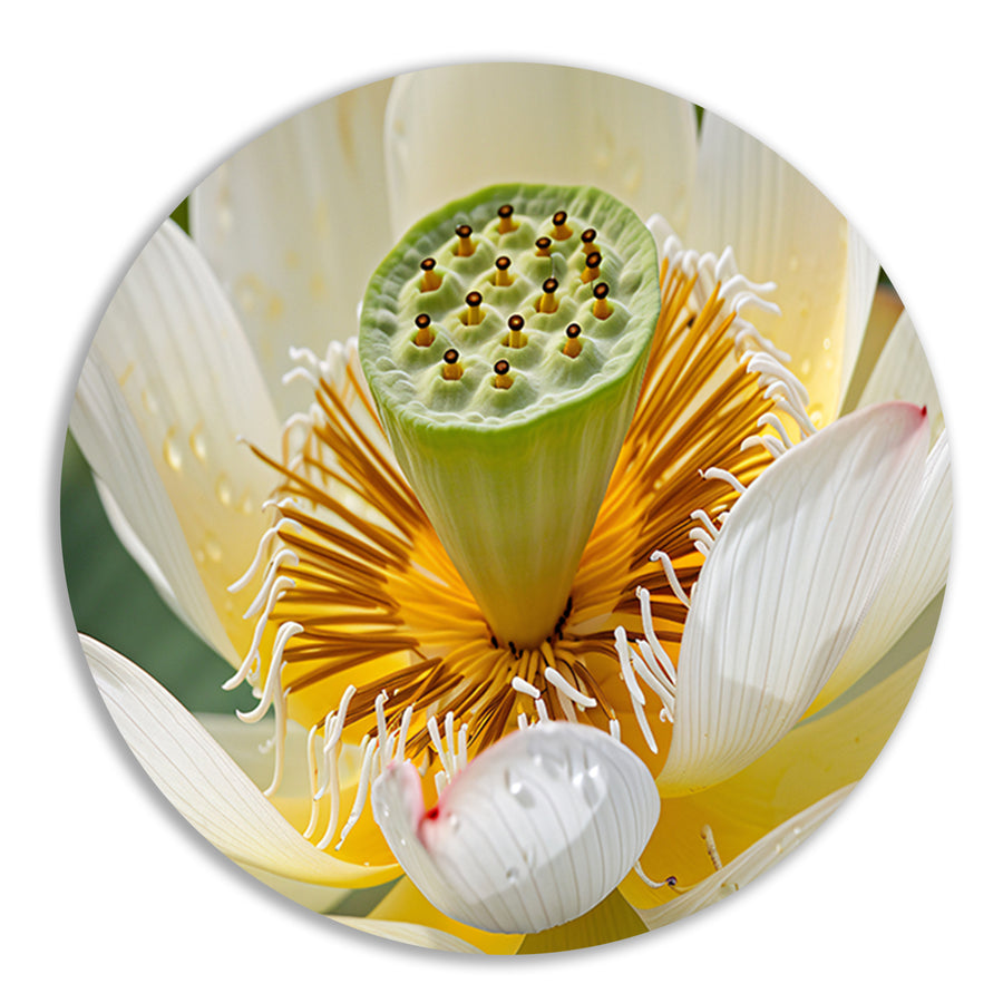 Gedetailleerde close-up van een bloeiende lotus forex muurcirkel