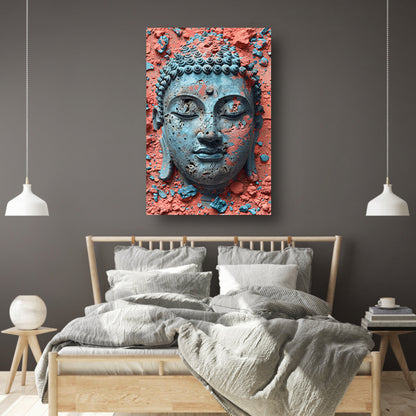 Turquoise Boeddha met Oranjerode Achtergrond canvas