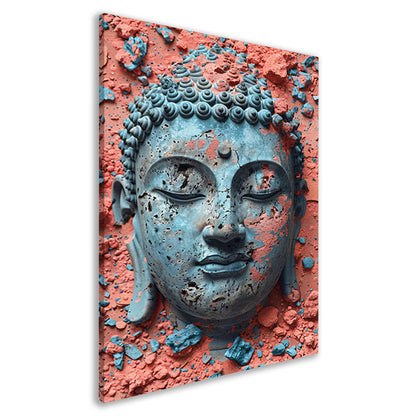 Turquoise Boeddha met Oranjerode Achtergrond canvas