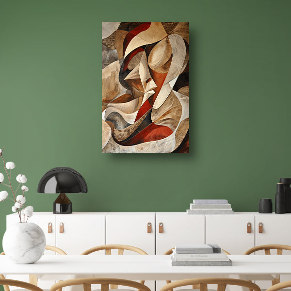Dynamisch abstract portret met kleurrijke vormen acrylglas