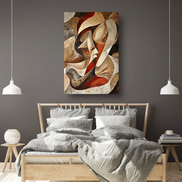 Dynamisch abstract portret met kleurrijke vormen acrylglas