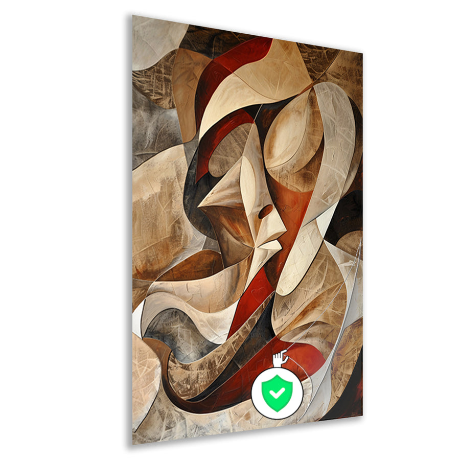 Dynamisch abstract portret met kleurrijke vormen poster