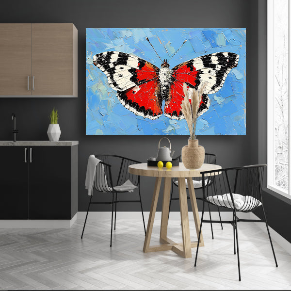 Abstracte vlinder met kleurrijke achtergrond poster