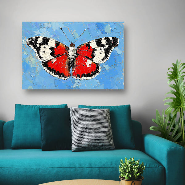 Abstracte vlinder met kleurrijke achtergrond poster