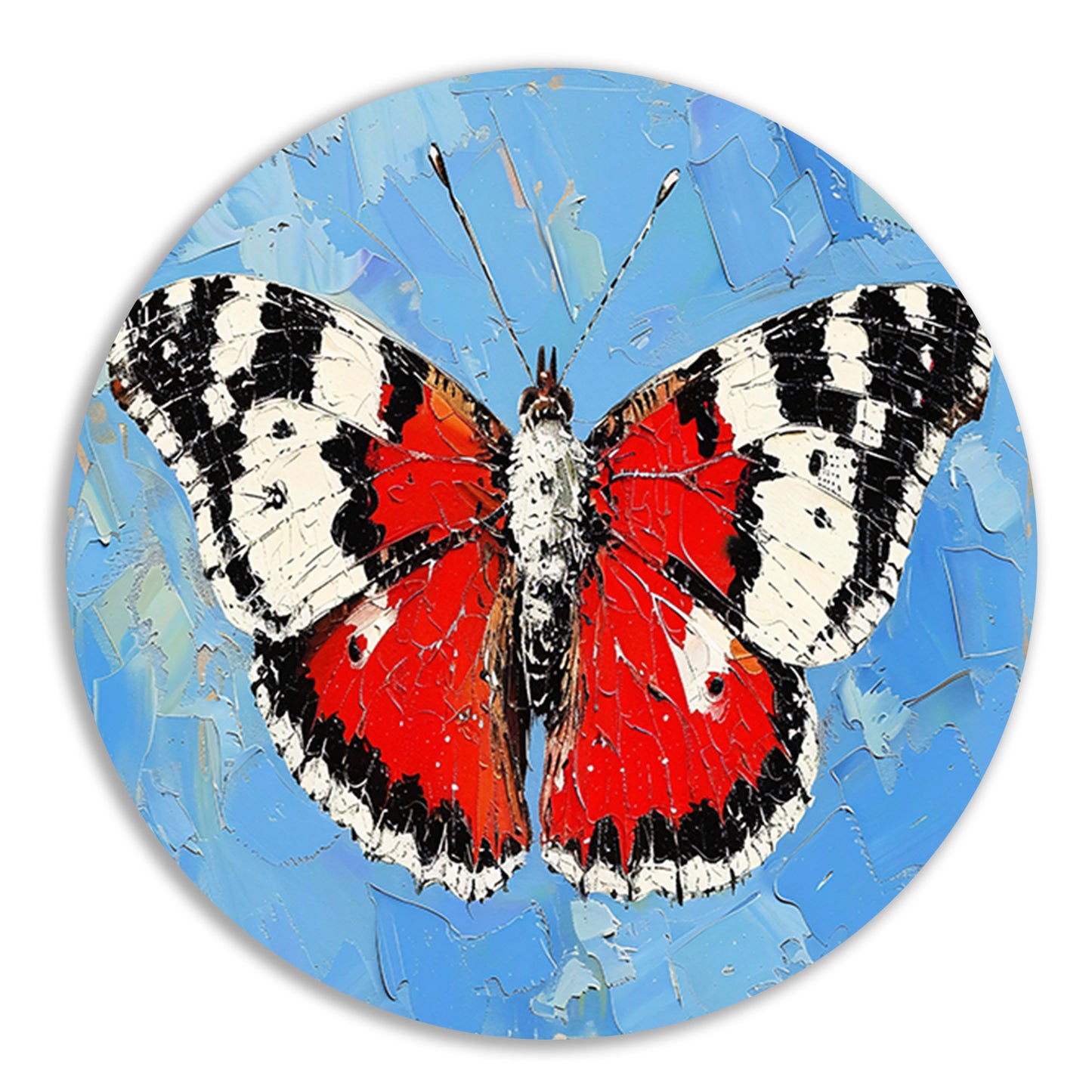 Abstracte vlinder met kleurrijke achtergrond aluminium muurcirkel