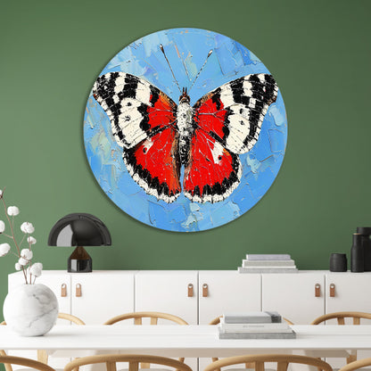 Abstracte vlinder met kleurrijke achtergrond aluminium muurcirkel