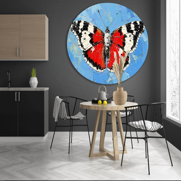 Abstracte vlinder met kleurrijke achtergrond aluminium muurcirkel