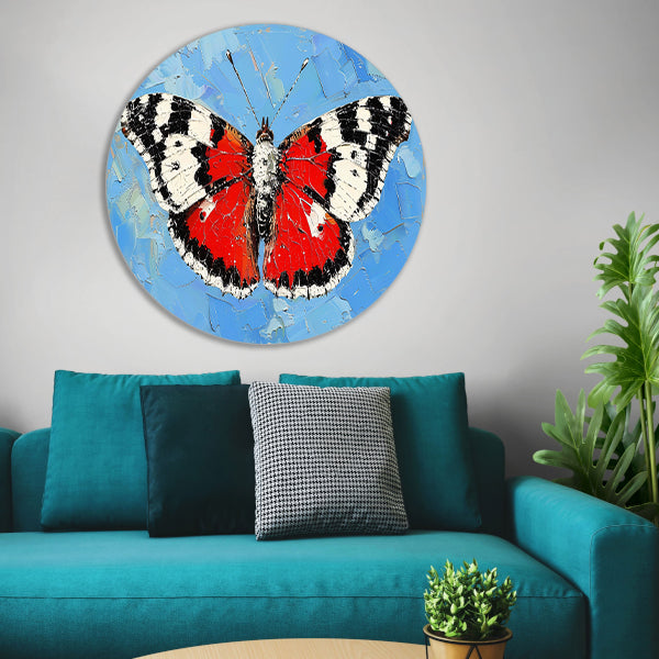 Abstracte vlinder met kleurrijke achtergrond aluminium muurcirkel