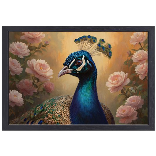 De Koninklijke Pauw te midden van Roze Bloesem canvas met baklijst