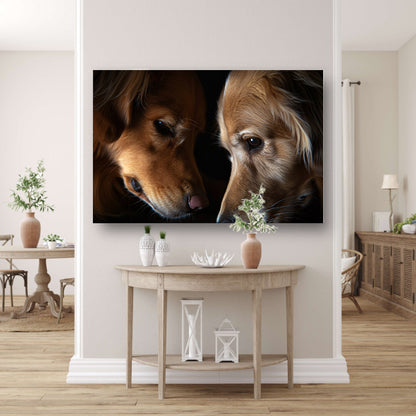 Twee honden in een intieme setting canvas