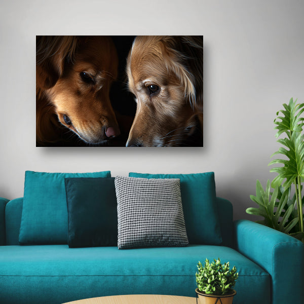 Twee honden in een intieme setting canvas