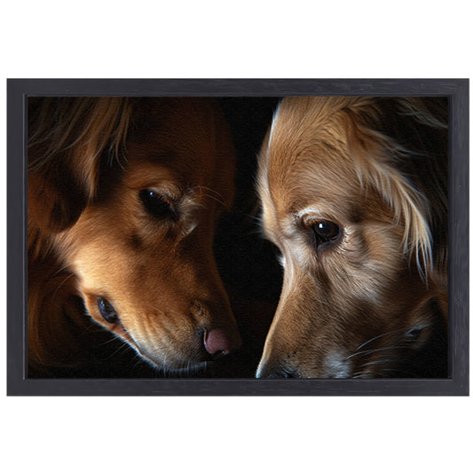 Twee honden in een intieme setting canvas met baklijst