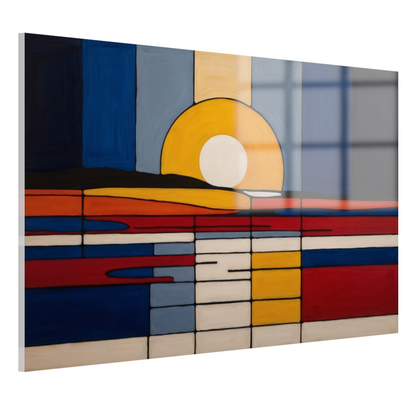 Abstracte Zonsondergang in Mondriaan Stijl acrylglas