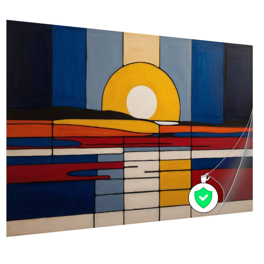 Abstracte Zonsondergang in Mondriaan Stijl poster